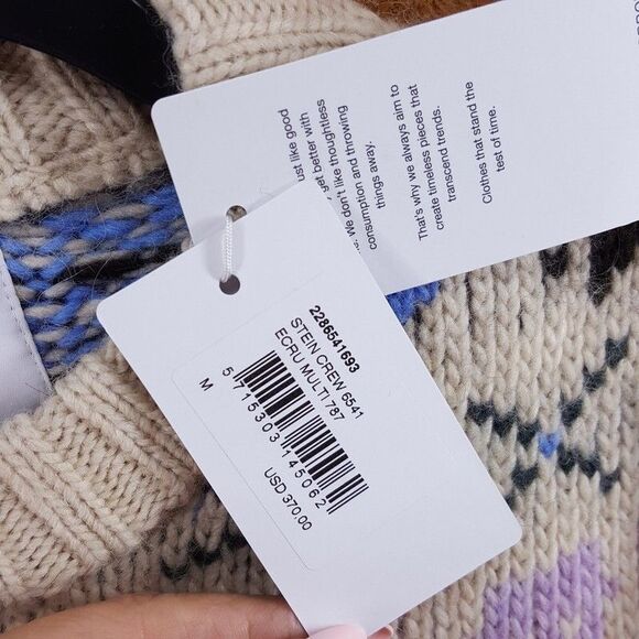 NN07 Sweater Mens Medium Cream Pullover Crew Fair Ilse Wool Alpaca STEIN $370 - Picture 3 of 11